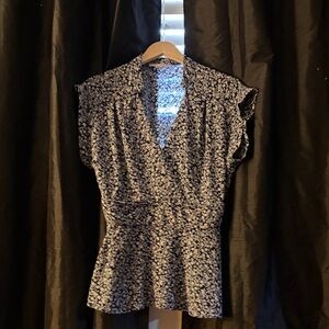 Chic Black and White Floral Blouse